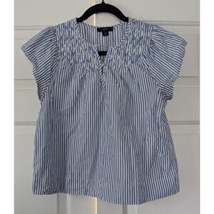 J. Crew Striped Smocked Cotton Top